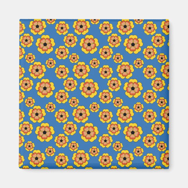 Imán Yellow Orange Flowers Pattern (Frente)