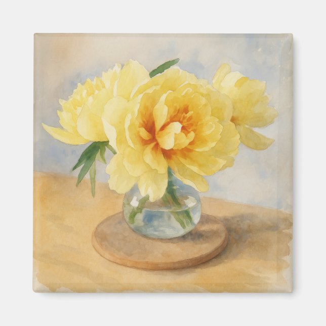 Imán Yellow Peonies - Magnet (Frente)