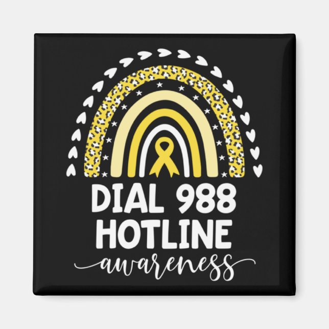 Imán Yellow Rainbow Ribbon Love Suprt 988 Hotline Awa  (Frente)
