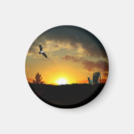 Imán Yellow Sunset Grassy Meadow Magnet