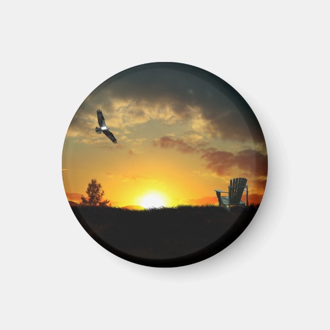 Imán Yellow Sunset Grassy Meadow Magnet (Frente)