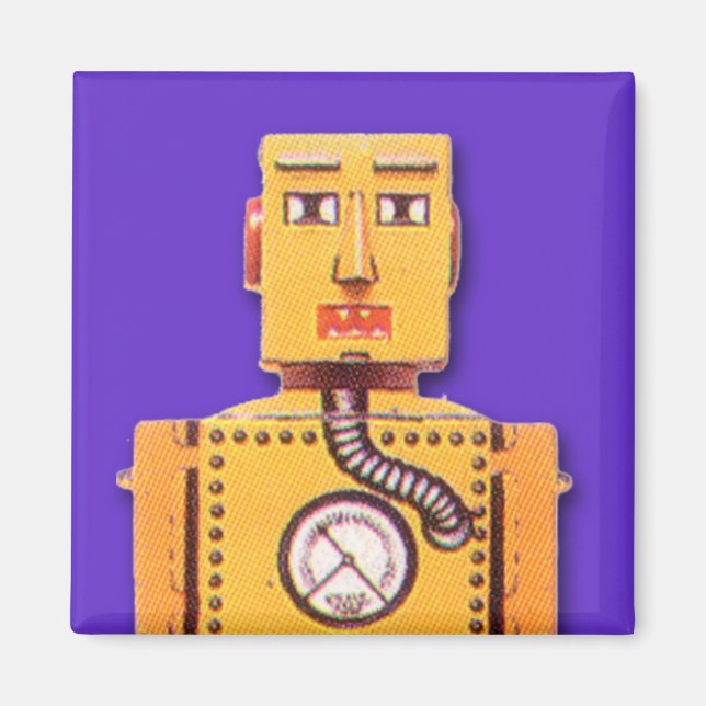 Imán Yellow Toy Robot Square Magnet (Frente)