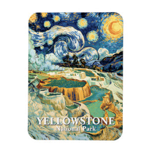 Imán Yellowstone Invierno Mammoth Hot Springs Van Gogh