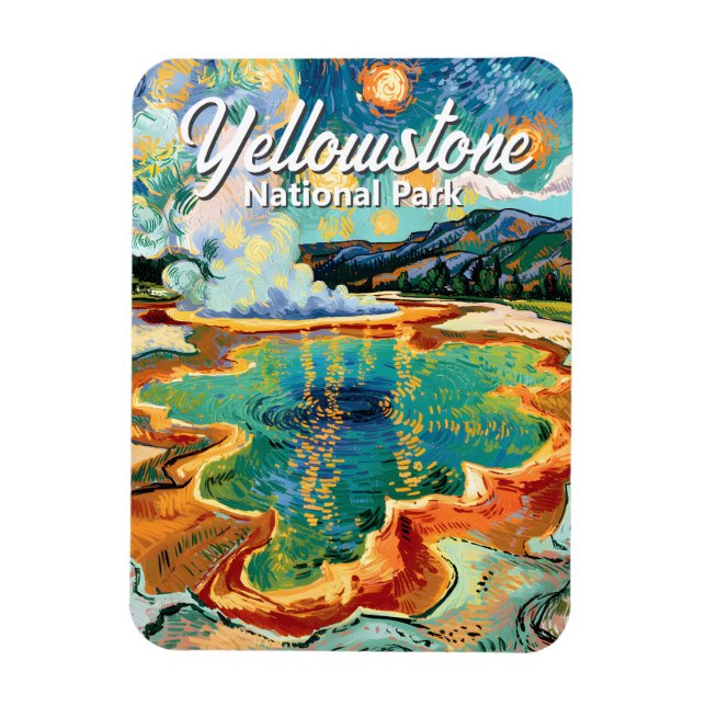 Imán Yellowstone National Park Grand Prismatic Van Gogh (Vertical)