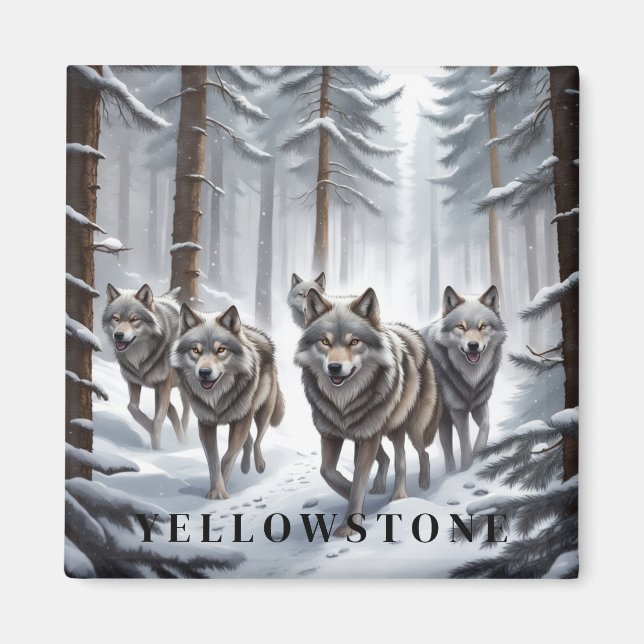 Imán Yellowstone Wolf Magnet (Frente)