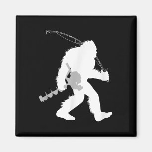 Imán Yeti Bigfoot Pesca en Hielo , Negro, Pequeño, Homb
