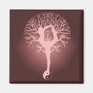 Imán Yin yang, árbol de la vida, yoga, armonía de