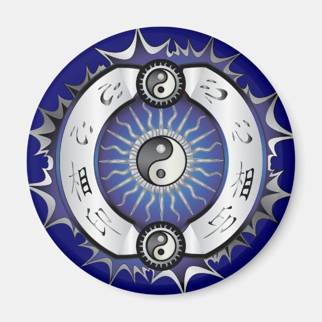 Imán Yin Yang azul eléctrico (Frente)