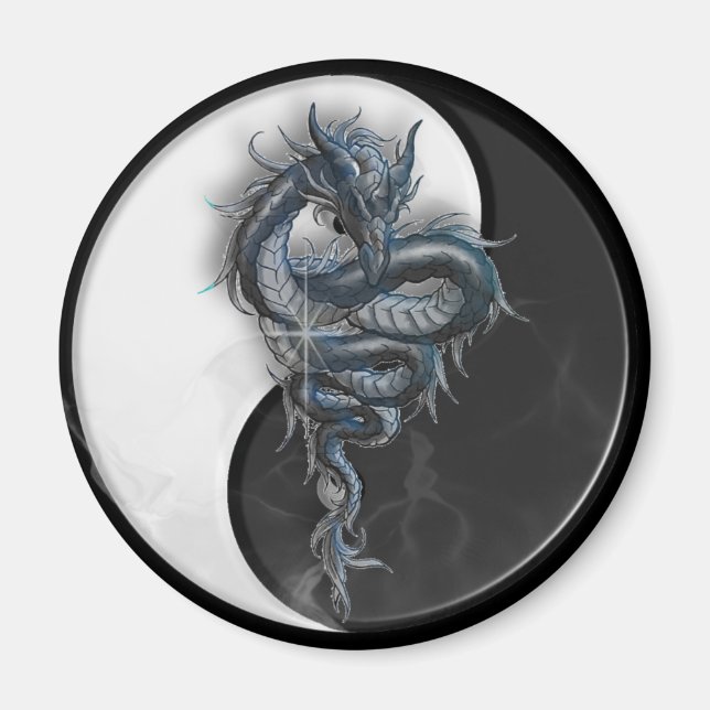 Imán Yin Yang China Dragon Round Magnet (Frente)