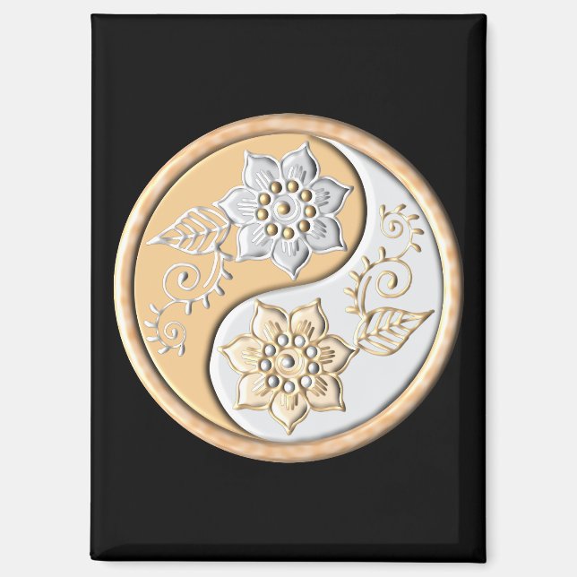 Imán Yin Yang de oro y plata  (Anverso)