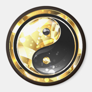 Imán Yin Yang dorado en negro