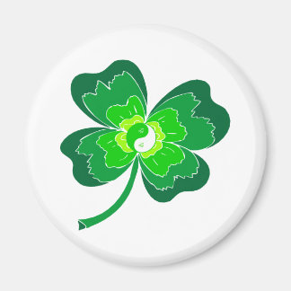Imán Yin Yang Four Leaf Clover