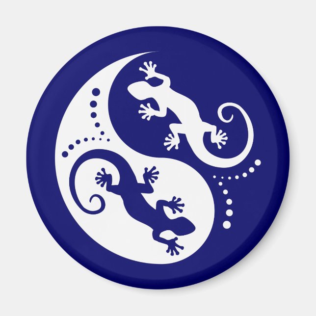 Imán YIN & YANG Geckos blanco + tu experiencia e idea (Frente)