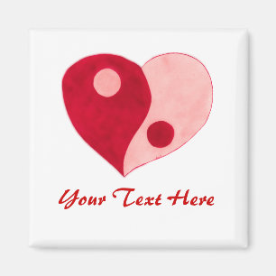 Imán Yin Yang Heart (Rojo/Rosa)