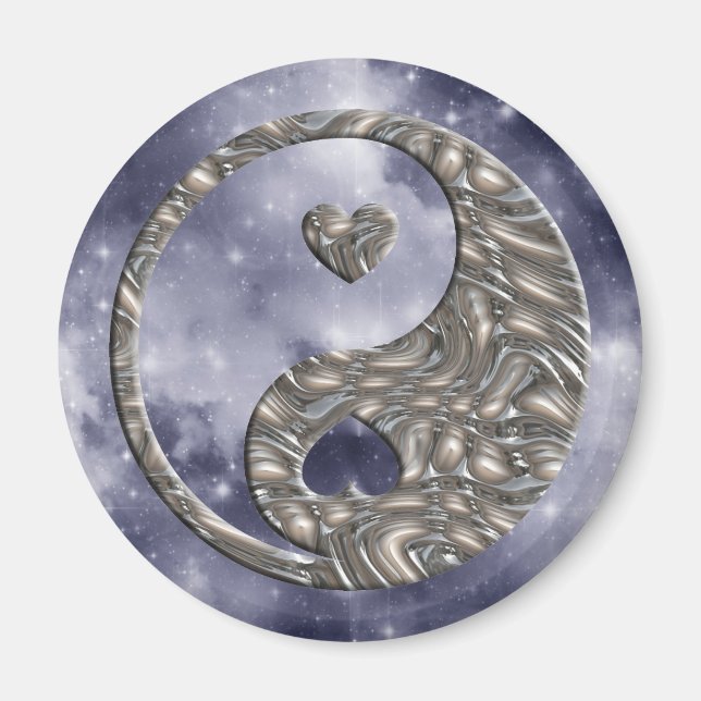 Imán Yin & Yang / Hearts SILVER (Frente)
