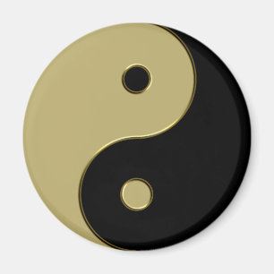 Imán yin yang negro y dorado