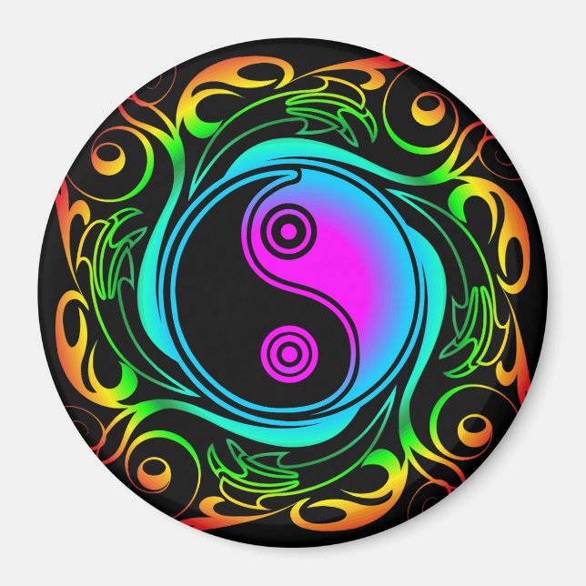 Imán Yin Yang Psychedeld Rainbow Tattoo (Frente)
