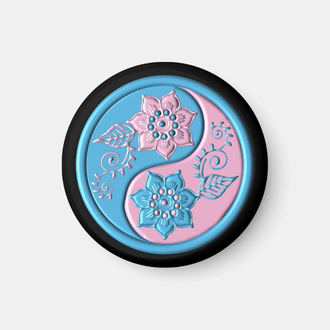 Imán Yin Yang Rosa y Turquesa (Frente)
