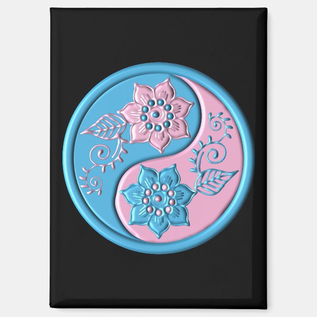 Imán Yin Yang Rosa y Verde (Anverso)