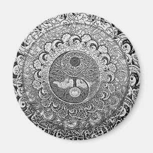 Imán Yin Yang Tree of Life in Silver Colours