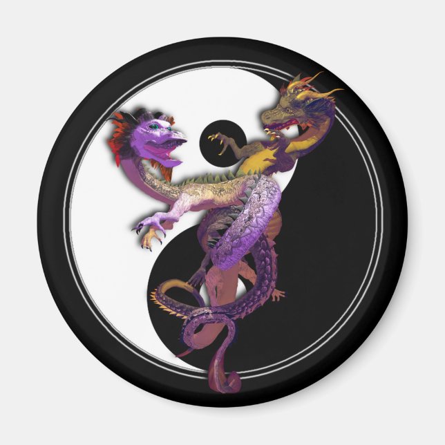 Imán Yin Yang y los Dragones bailan de amor (Frente)