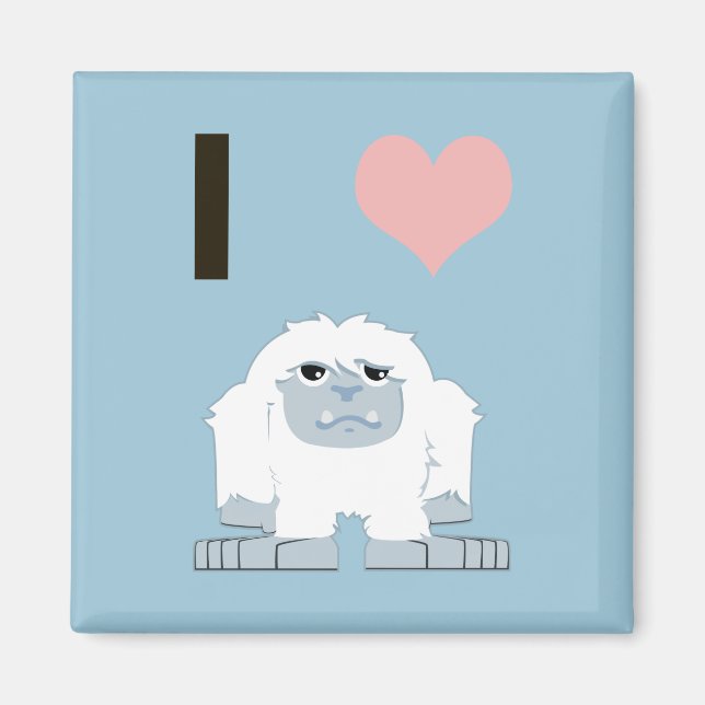 Imán Yo corazón a Yeti Personalizado lindo Monstruo de  (Frente)