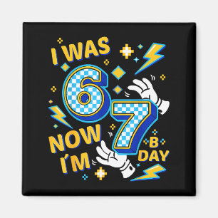 Imán Yo tenía 6 ahora tengo 7 a cuadros cumpleaños de j