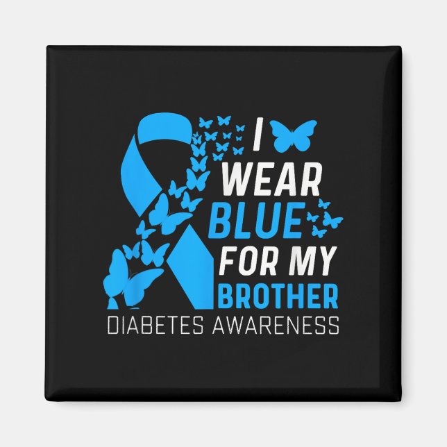 Imán Yo Uso Blues Para Mi Hermano Ribbon Diabetes Aware (Frente)