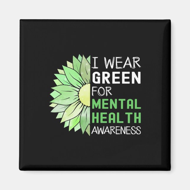 Imán Yo Uso Green Para La Conciencia De La Salud Mental (Frente)