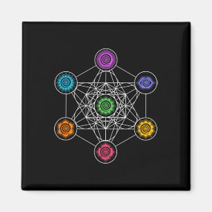 Imán Yoga de Geometría Sagrada Cubo de Metatrón Arcoíri