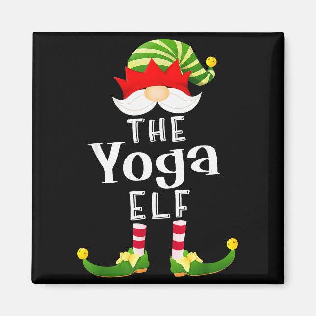 Imán Yoga Elf Group Christmas Funny Pajama Party  (Frente)