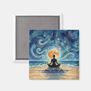 Imán Yoga Meditación Cielo Nocturno Estrellado Luna Pla