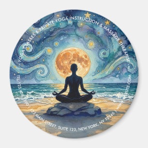 Imán Yoga Meditación Noche Estrellada Cielo Luna Playa