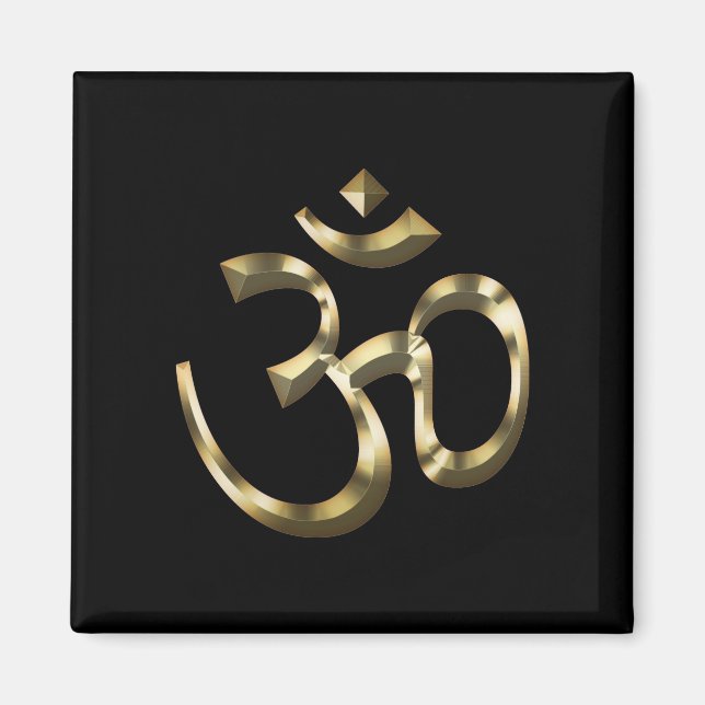 Imán Yoga, Om Aum Icon, Hinduismo Symbol, oro negro (Frente)