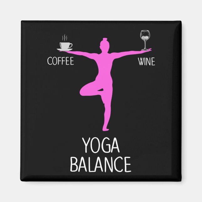Imán Yoga Wine and Coffee Lover (Frente)