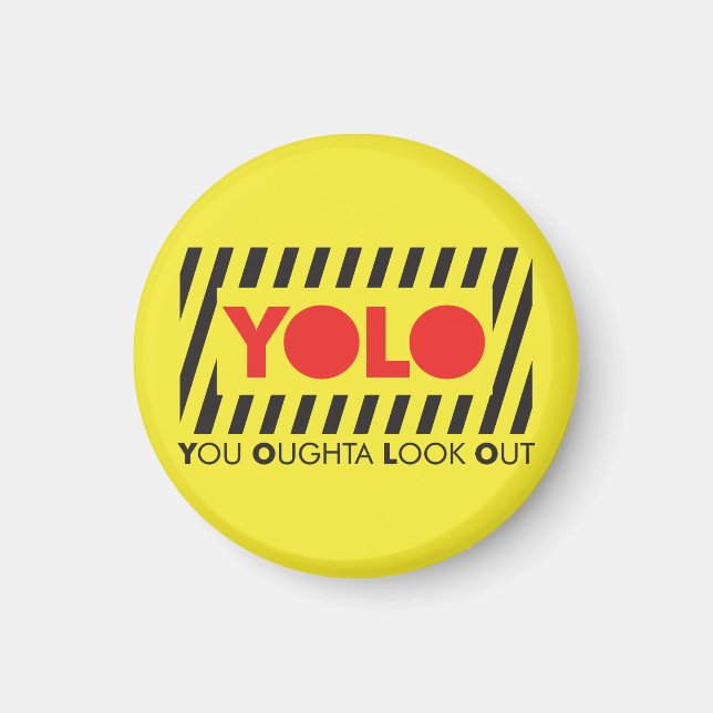 Imán YOLO con precaución roja (Frente)