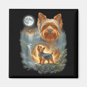 Imán Yorkie aullando a la luna meme vintage divertido d