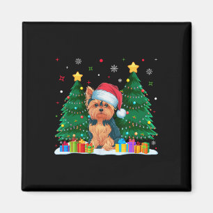 Imán Yorkie Dog Amantes de Santa Hat Navidades feos sué
