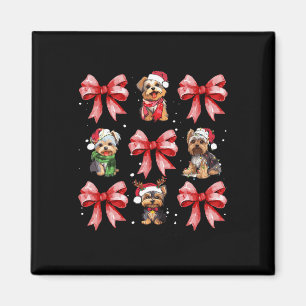 Imán Yorkie Dogs Cute Coquette Bow Navidades Mascota An