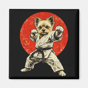 Imán Yorkie Karate Perro Cinturón Negro Yorkshire Terri