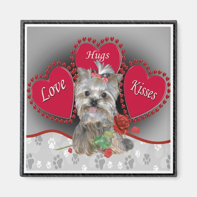 Imán Yorkie Love Hug Kisses Magnet (Frente)