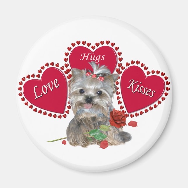 Imán Yorkie Love Hug Kisses Magnet (Frente)