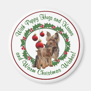 Imán Yorkie Puppy abrazos y besos cálidos Navidades