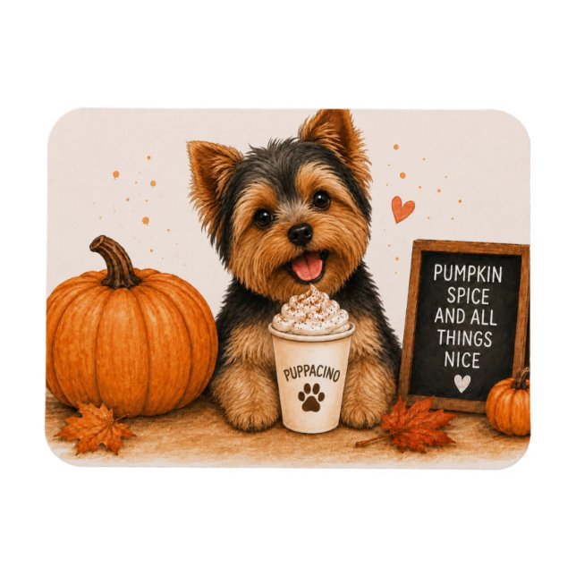 Imán Yorkie Yorkshire Terrier Magnet de Pumpkin Spice (Horizontal)