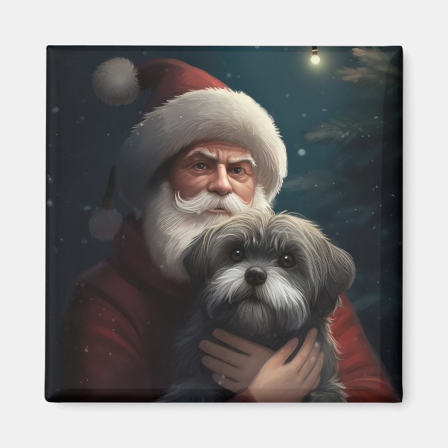 Imán Yorkipoo Con Santa Claus Navideño (Frente)