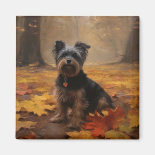 Imán Yorkipoo en Otoño Hojas Caídas Inspiran