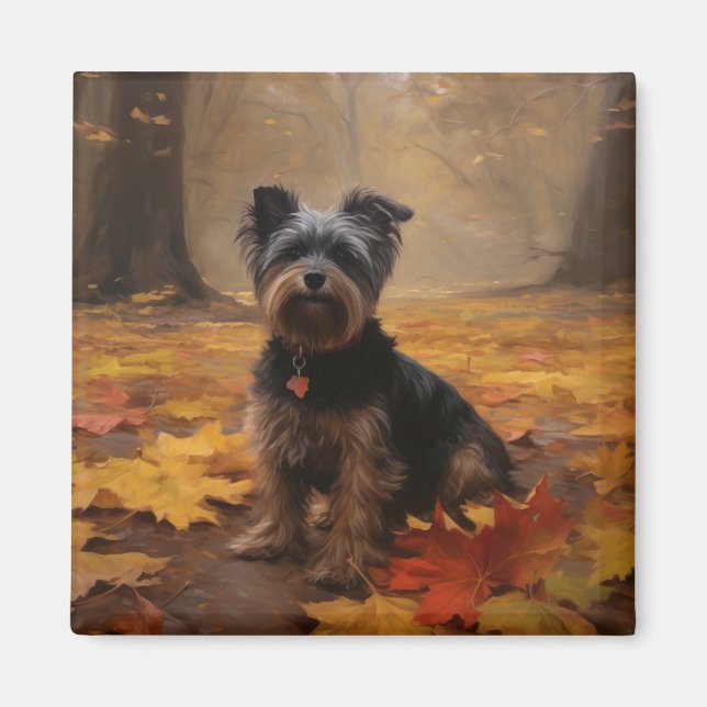 Imán Yorkipoo en Otoño Hojas Caídas Inspiran (Frente)