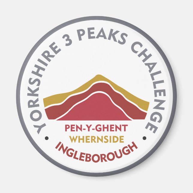 Imán Yorkshire 3 Peaks Challenge Hiking Route (Frente)