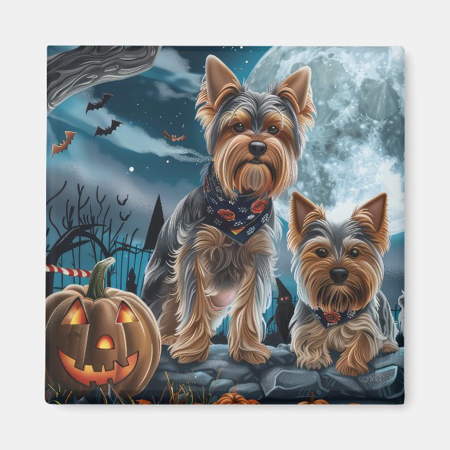 Imán Yorkshire Terrier Halloween Spooky (Frente)