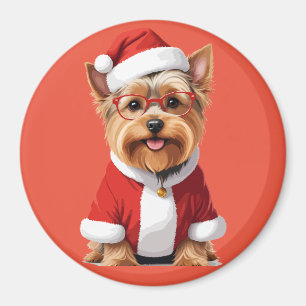 Imán Yorkshire Terrier In Santa Costume Adorable Funny